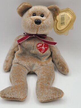 VTG Ty Signature Bear 1999 Brown Speckled Plush Original Tag
